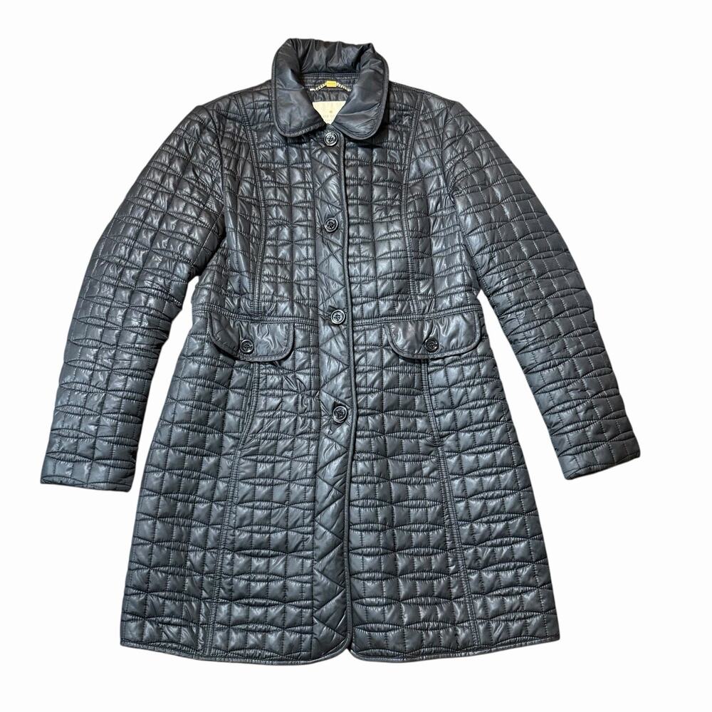Kate Spade New York Black Quilted Collared Button Front Coat Size M PLEASE READ - Picture 1 of 16